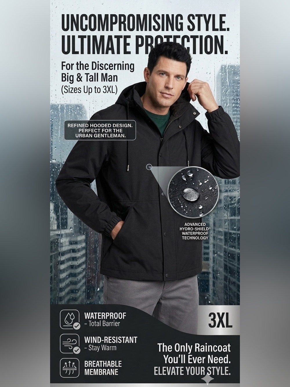 Goodfellow & Co Black Hooded Raincoat